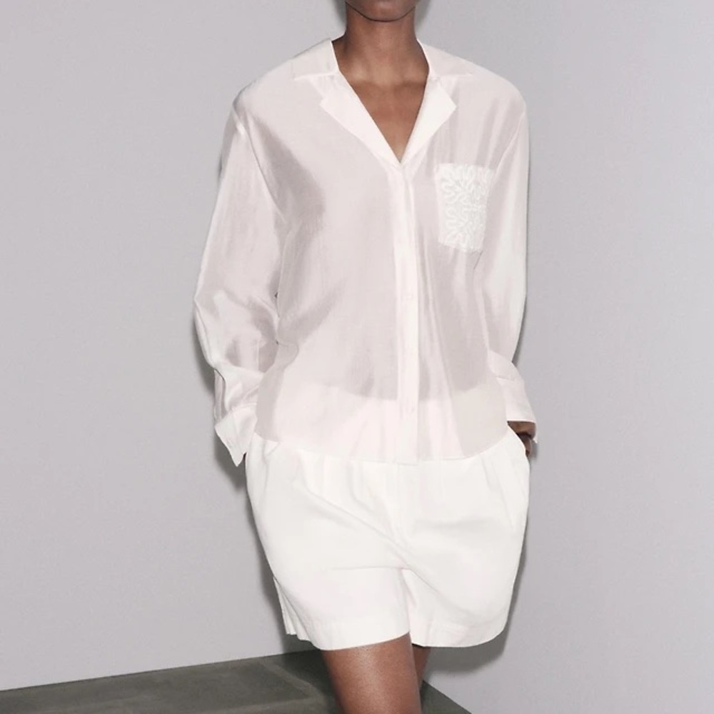 Zara ZW Collection White Pleated Bermuda Shorts NWT